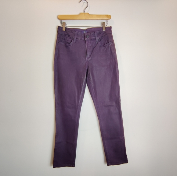 NYDJ Omni Coated Skinny Jeans in Plum Size 10P - Picture 4 of 13